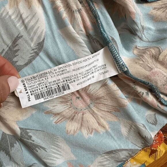 Pull&Bear STWD Mens Multicolor Floral Short Sleeve Viscose Button Up Shirt Mediu - Picture 5 of 7